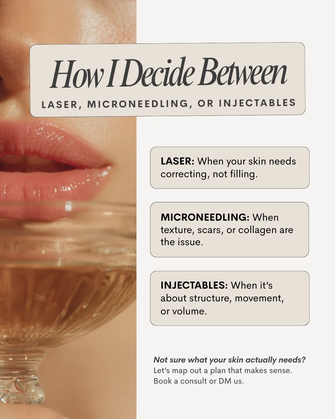 Med spa template — how I decide between laser, microneedling, or injectables